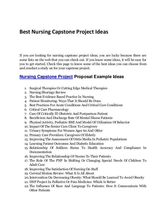 Nursing evidence based practice project ideas