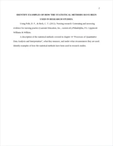 IDENTIFY EXAMPLES OF HOW THE STATISTICAL METHODS HAVE BEEN USED IN RESEARCH STUDIES. – page 2