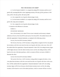 How is the inventory to be valued? – page 2