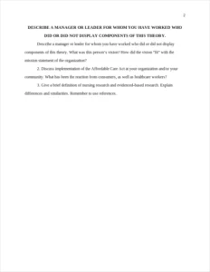 DESCRIBE A MANAGER OR LEADER FOR WHOM YOU HAVE WORKED WHO DID OR DID NOT DISPLAY COMPONENTS OF THIS THEORY. – page 2
