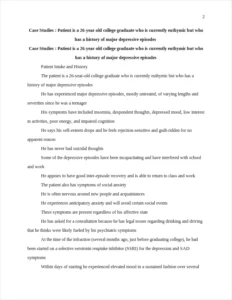 Patient is a 26-year-old college graduate who is currently euthymic but who has a history of major depressive episodes – page 2