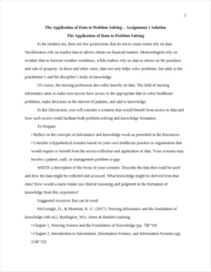 Application of Data to Problem Solving – page 2