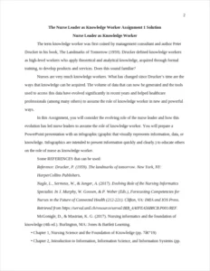 Nurse Leader as Knowledge Worker – page 2