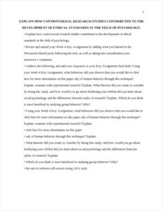 EXPLAIN HOW CONTROVERSIAL RESEARCH STUDIES CONTRIBUTED TO THE DEVELOPMENT OF ETHICAL STANDARDS IN THE FIELD OF PSYCHOLOGY. – page 2