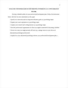 ANALYZE YOUR RESEARCH AND WRITING INTERESTS AS A PSYCHOLOGY MAJOR. – page 2