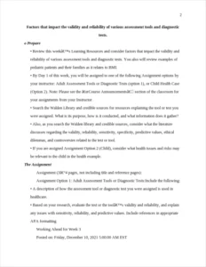 factors that impact the validity and reliability of various assessment tools and diagnostic tests. – page 2