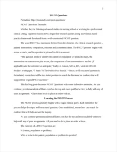 PICOT Questions – page 2