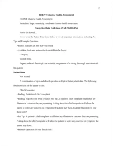 HEENT Shadow Health Assessment – page 2