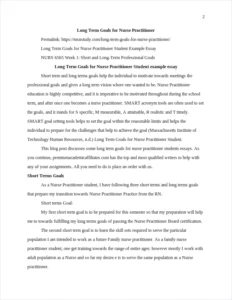 Long Term Goals for Nurse Practitioner – page 2