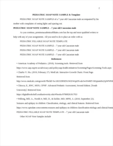 PEDIATRIC SOAP NOTE SAMPLE – page 2