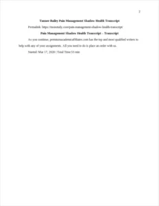 Pain Management Shadow Health Transcript – page 2