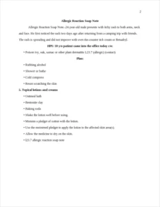 Allergic Reaction Soap Note – page 2