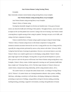 Jean Watson Human caring nursing theory essay Examples – page 2