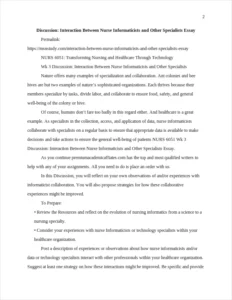 Interaction Between Nurse Informaticists and Other Specialists Essay – page 2