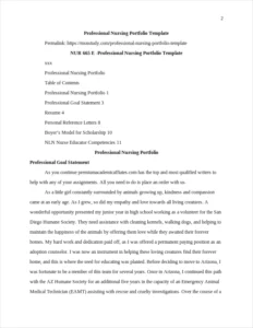 Professional Nursing Portfolio Template – page 2