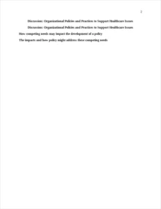 Organizational Policies and Practices to Support Healthcare Issues – page 2
