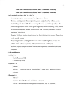 Tina Jones Health History Shadow Health Information Processing – page 2