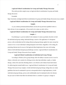 Legal and Ethical Considerations for Group and Family Therapy Discussion – page 2
