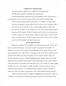 Sample PICOT Statement Paper – page 2