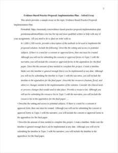 Evidence Based Practice Proposal: Implementation Plan – page 2