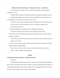 Evidence-Based Practice Proposal - Evaluation of Process – page 2