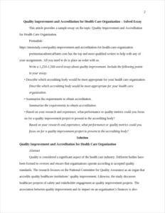 Quality Improvement and Accreditation for Health Care Organization – page 2