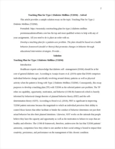 Teaching Plan for Type 2 Diabetes Mellitus – page 2