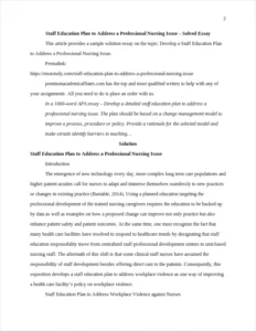 Staff Education Plan to Address a Professional Nursing Issue – page 2