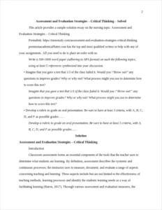Assessment and Evaluation Strategies - Critical Thinking – page 2