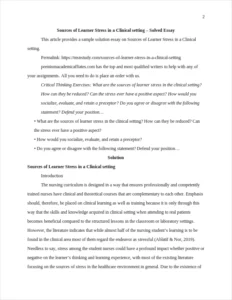 Sources of Learner Stress in a Clinical setting – page 2