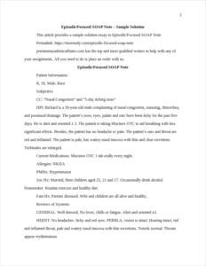Episodic/Focused SOAP Note – page 2