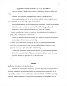 Application of Statistics in Health Care Essay – page 2