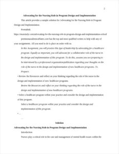 Advocating for the Nursing Role in Program Design and Implementation – page 2