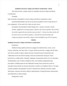 Qualitative Research Critique and Ethical Considerations – page 2