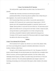 Urinary Tract Infection PICOT Question – page 2