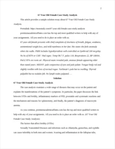 67 Year Old Female Case Study Analysis – page 2