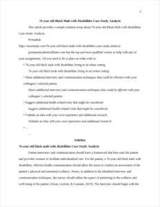 76-year-old black male with disabilities Case Study Analysis – page 2