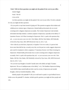 Week 7 DB List three questions you might ask the patient if she were in your office. – page 2