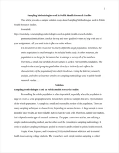 Sampling Methodologies used in Public Health Research Studies – page 2