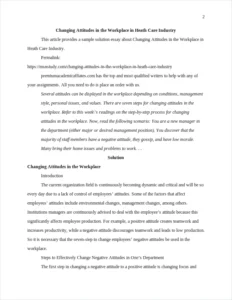Changing Attitudes in the Workplace in Heath Care Industry – page 2