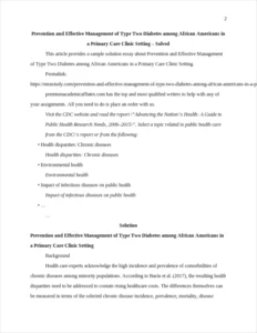 Prevention and Effective Management of Type Two Diabetes among African Americans in a Primary Care Clinic Setting – page 2