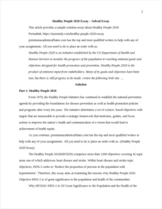 Healthy People 2020 Essay – page 2