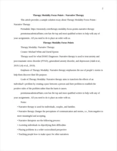 Therapy Modality Focus Points : Narrative Therapy – page 2
