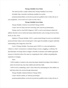 Therapy Modality Focus Points – page 2