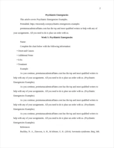 Psychiatric Emergencies Examples – page 2