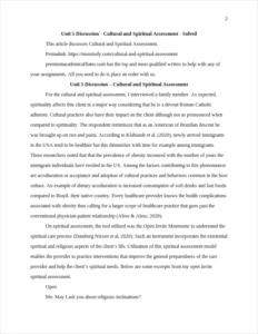 Cultural and Spiritual Assessment – page 2