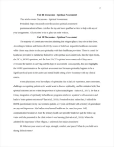 Discussion - Spiritual Assessment – page 2