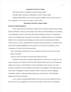 Quantitative Research Critique Sample – page 2
