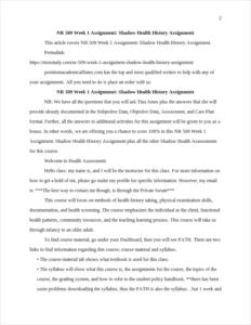 NR 509 Week 1 Assignment: Shadow Health History Assignment – page 2
