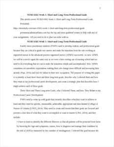 NURS 6565 Week 1: Short and Long-Term Professional Goals – page 2